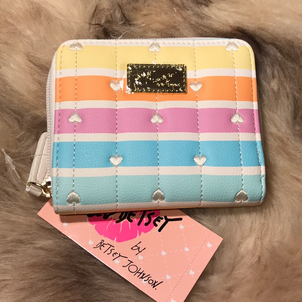 NWT Betsey Johnson Rainbow Zip Wallet